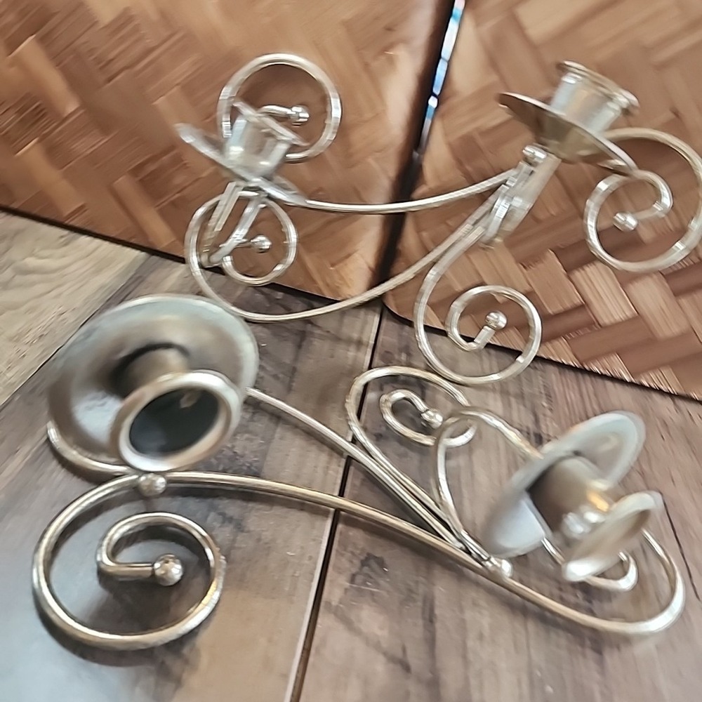 Set of 2‎ Home Interior Brass Double Candle Holders Swirl Design Homco 8.5" x 8"